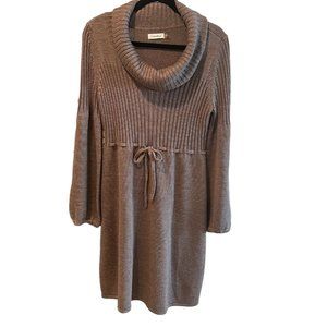 Calvin Klein Sweater Dress Belle Long Sleeve Taupe Tie Waist Career